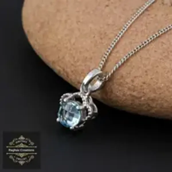 SilverBlue_Topaz_Natural_Gem_Stone_Pendent_For_Women
