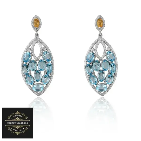 Natural_Citrine_Blue_Topaz_Gem_Stone_Silver_Earrings_For_Women