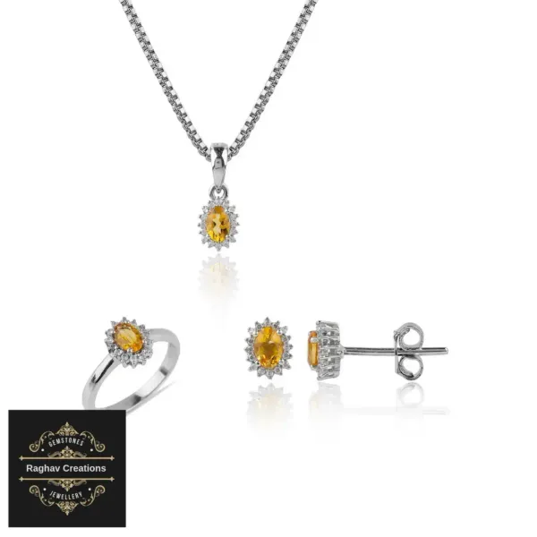 Natural_Citrine_Gem_Stone_Silver_Cluster_Set_(_Ring,_Earring,Pendent)_For_Women