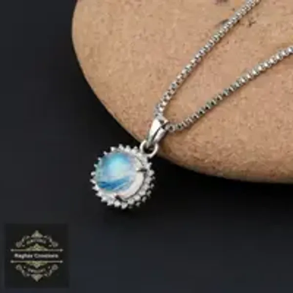 Rainbow_Moon_Stone_Natural_Gem_Stone_Silver__Pendent_For_Women