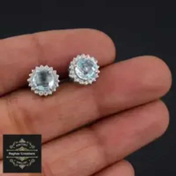 Natural_Blue_Topaz_Gem_Stone_Silver_Earrings_For_Women