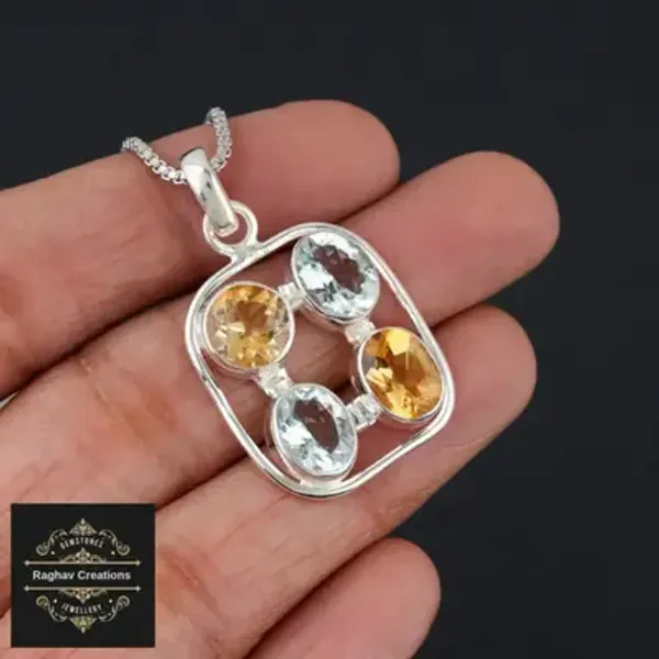 Aquamarine_Citrine_Silver_Natural_Gem_Stone_Pendent_For_Women