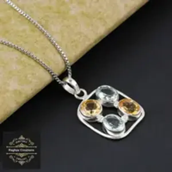 Aquamarine_Citrine_Silver_Natural_Gem_Stone_Pendent_For_Women