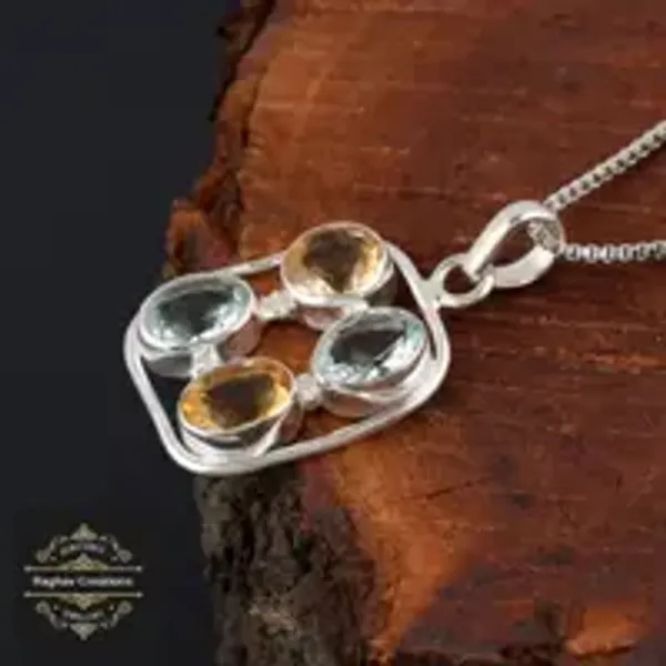 Aquamarine_Citrine_Silver_Natural_Gem_Stone_Pendent_For_Women