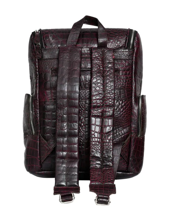 Burgundy_Crocodile_Texture_Backpack_For_Men