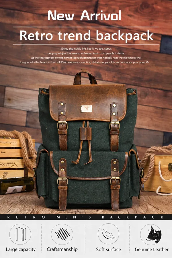 Green_Canvas_Leather_Backpack_For_Men