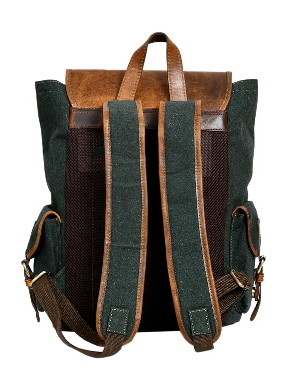 Green_Canvas_Leather_Backpack_For_Men
