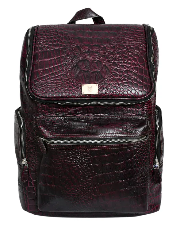 Burgundy_Crocodile_Texture_Backpack_For_Men