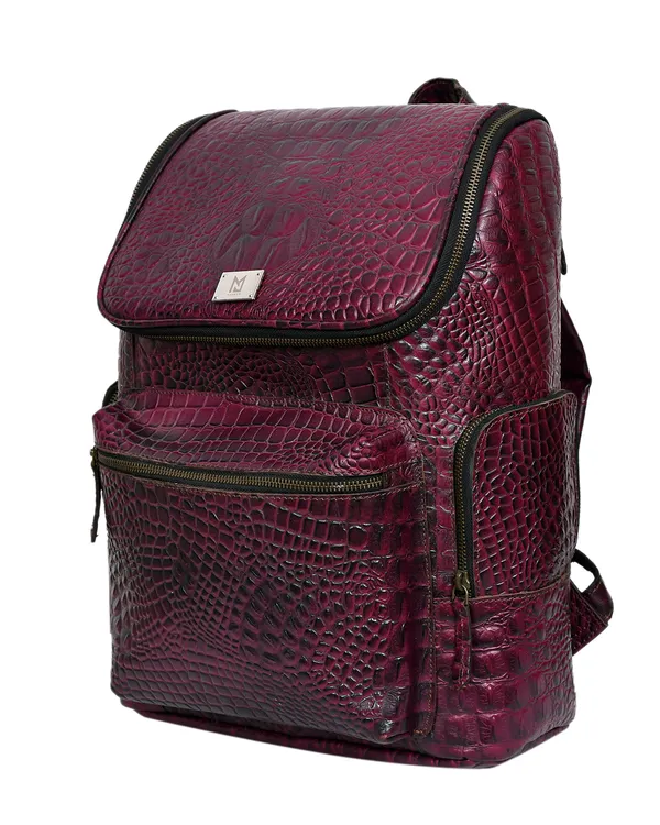 Burgundy_Textured_Leather_Backpack_For_Men