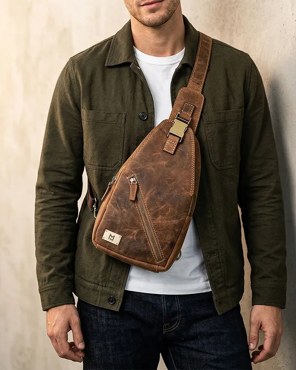 Brown_Leather-Style_Sling_Chest_Bag_For_Men