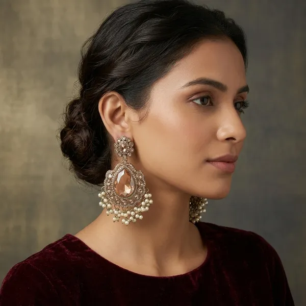 Antique_Gold-Plated_Stone_Pearl_Drop_Earrings_For_Women