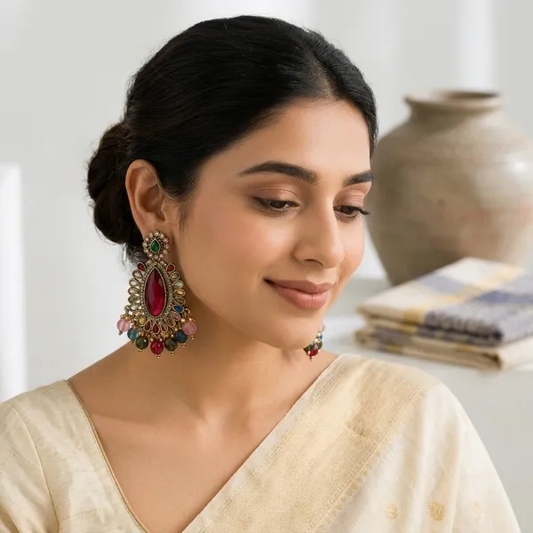 Gold_Tone_Multicolour_Drop_Earrings_For_Women