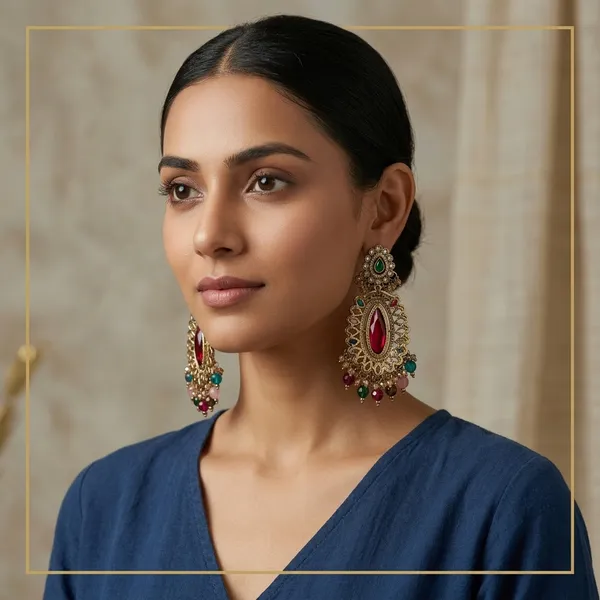 Gold_Tone_Beaded_Statement_Earrings_For_Women