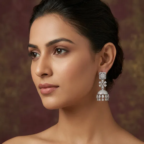 Silver_Tone_Floral_Jhumka_Earrings_For_Women