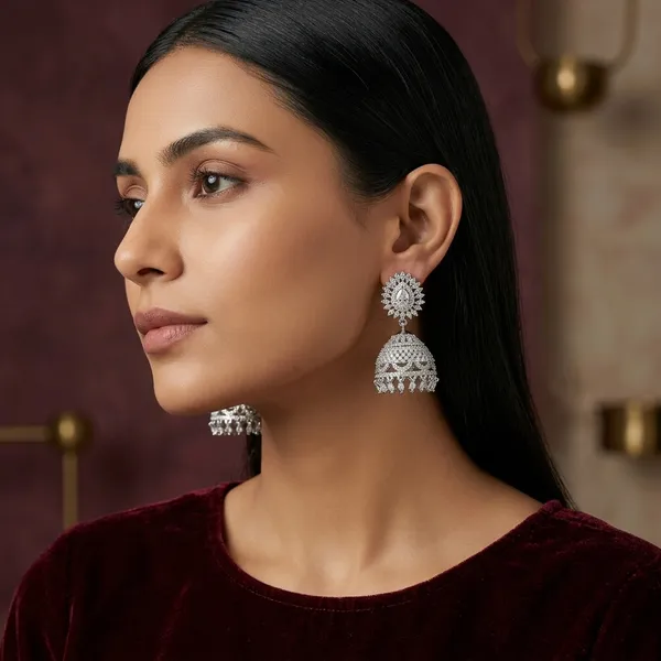 Silver_Tone_Floral_Jhumka_Earrings_For_Women