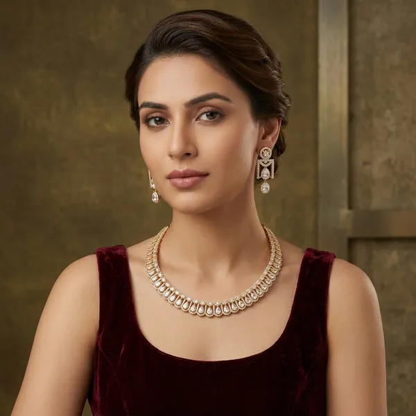 Gold_Tone_Crystal_Necklace_And_Earrings_Set_For_Women