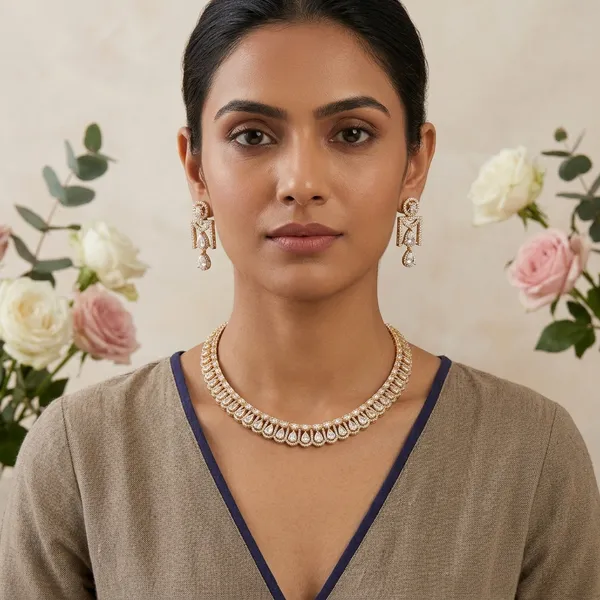 Gold_Tone_Crystal_Necklace_And_Earrings_Set_For_Women