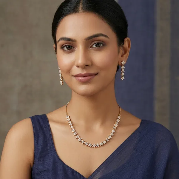 Gold_Tone_Floral_Necklace_And_Earrings_Set_For_Women