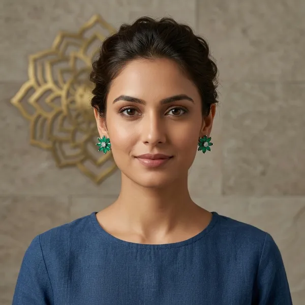 Green_Blue_Floral_Stud_Earrings_For_Women