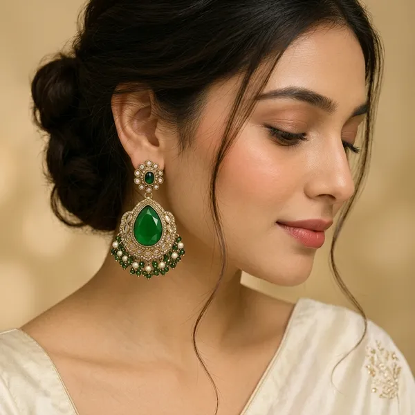 Green_Traditional_Drop_Earrings_For_Women