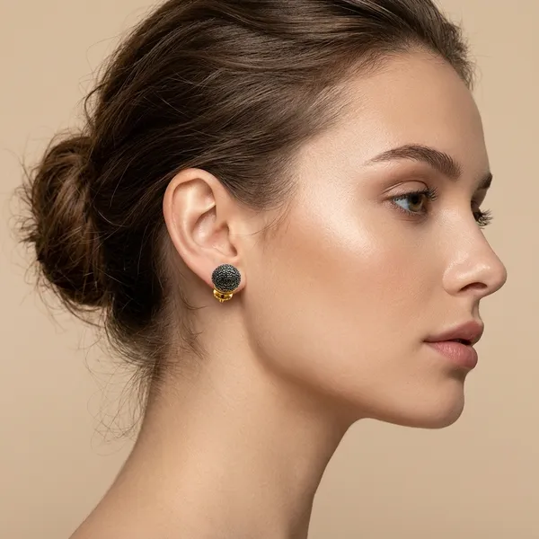 Black_Textured_Spherical_Stud_Earrings_For_Women