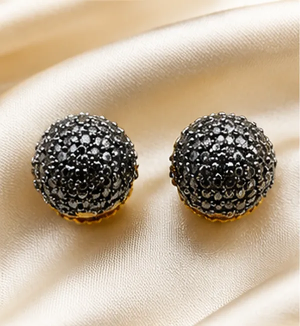 Black_Textured_Spherical_Stud_Earrings_For_Women