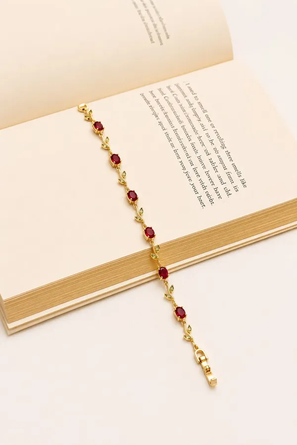 Gold_And_Red_Stainless_Steel_Bracelet_For_Women