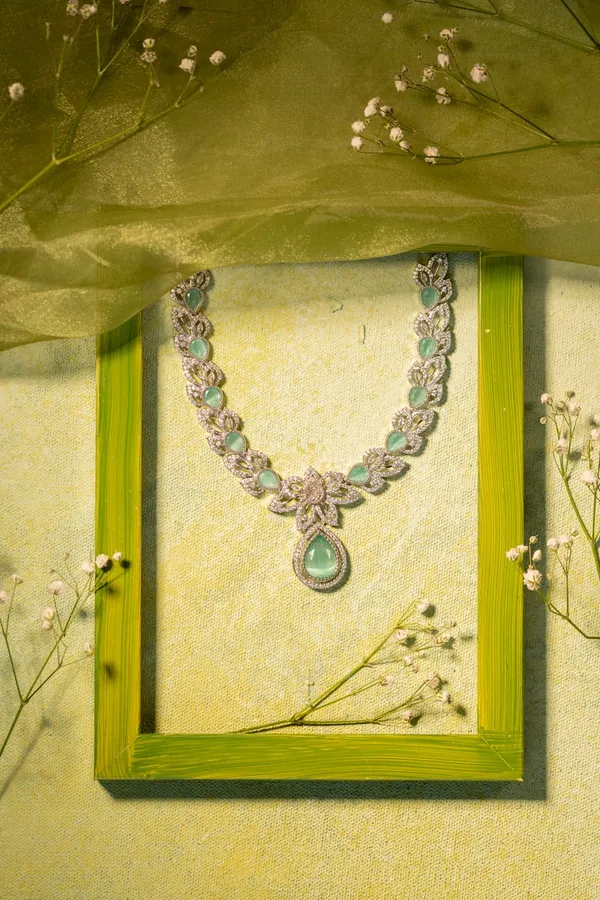 Mint_Green_And_Silver_American_Diamond_Necklace_Sets_For_Women