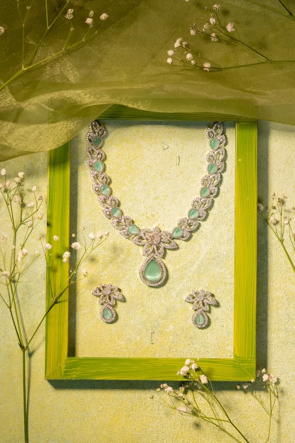 Mint_Green_And_Silver_American_Diamond_Necklace_Sets_For_Women