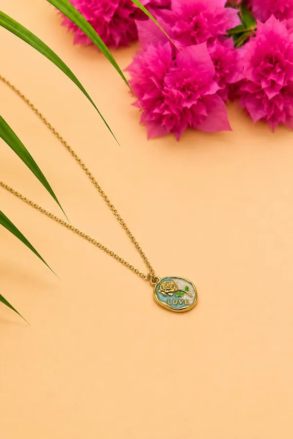 Gold_And_Green_Stainless_Steel_Necklace_Sets_