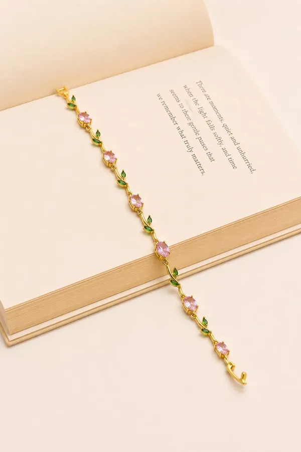Pink_And_Green_Stainless_Steel_Bracelet_For_Women