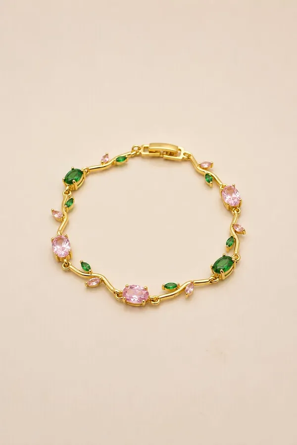 Pink_And_Green_Stainless_Steel_Bracelet_For_Women