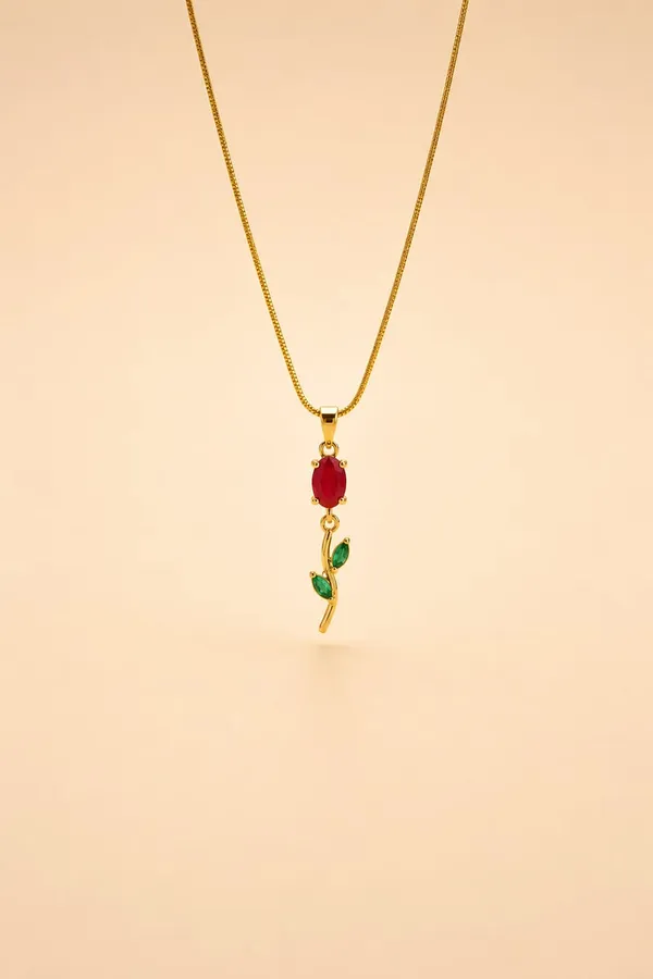 Gold_And_Red_Stainless_Steel_Necklace_For_Women_