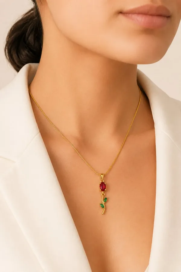 Gold_And_Red_Stainless_Steel_Necklace_For_Women_
