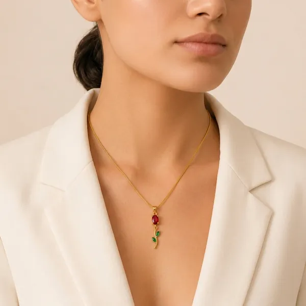Gold_And_Red_Stainless_Steel_Necklace_For_Women_