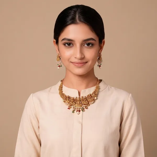 Gold_Plated_Laxmi_Temple_Necklace_Sets_For_Women