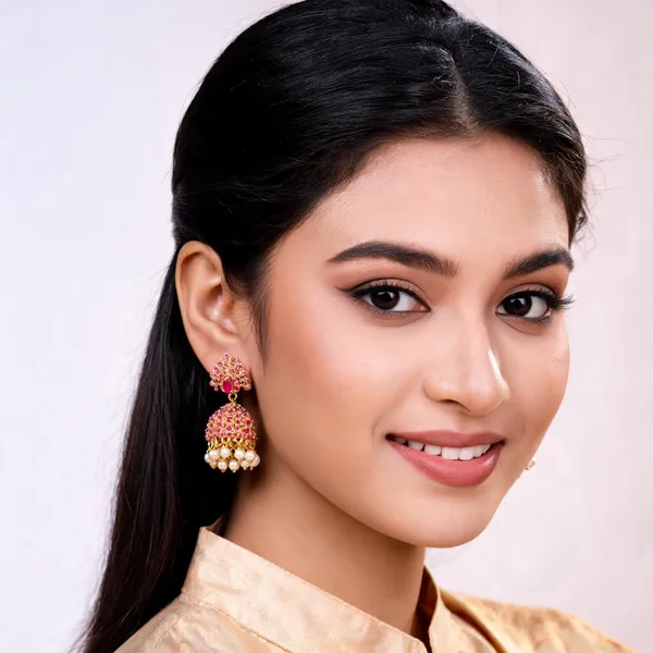 Ruby_Pink_AD_Jhumka_Earrings_For_Women