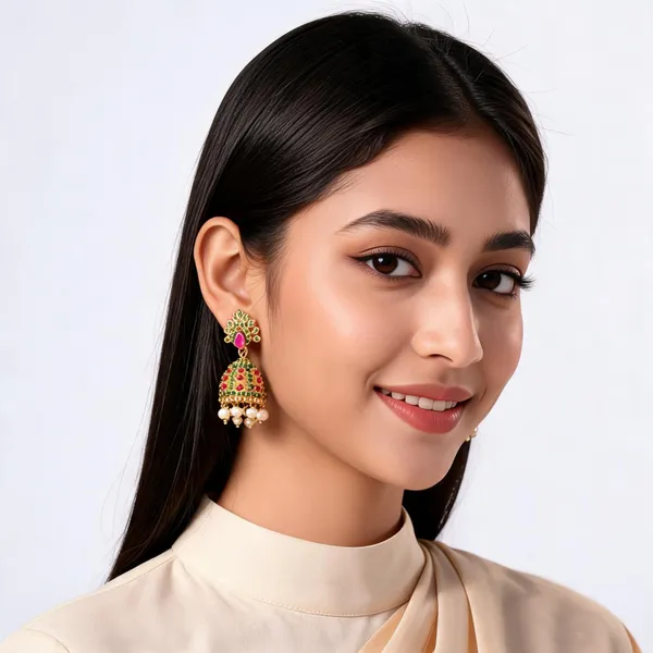 Gold_And_Ruby_AD_Jhumka_For_Women