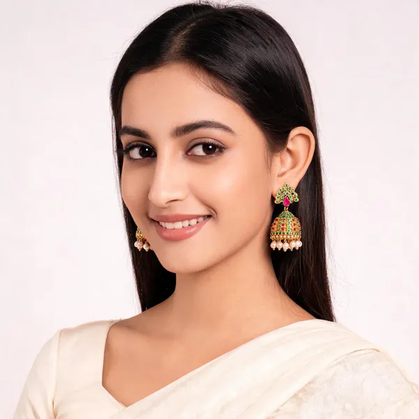Gold_And_Ruby_AD_Jhumka_For_Women