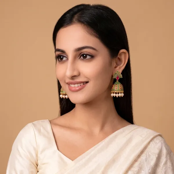 Gold_And_Ruby_AD_Jhumka_For_Women