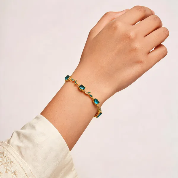 Gold_And_Blue_Tulip_Bracelet_For_Women