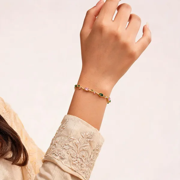 Pink_And_Green_Stainless_Steel_Bracelet_For_Women