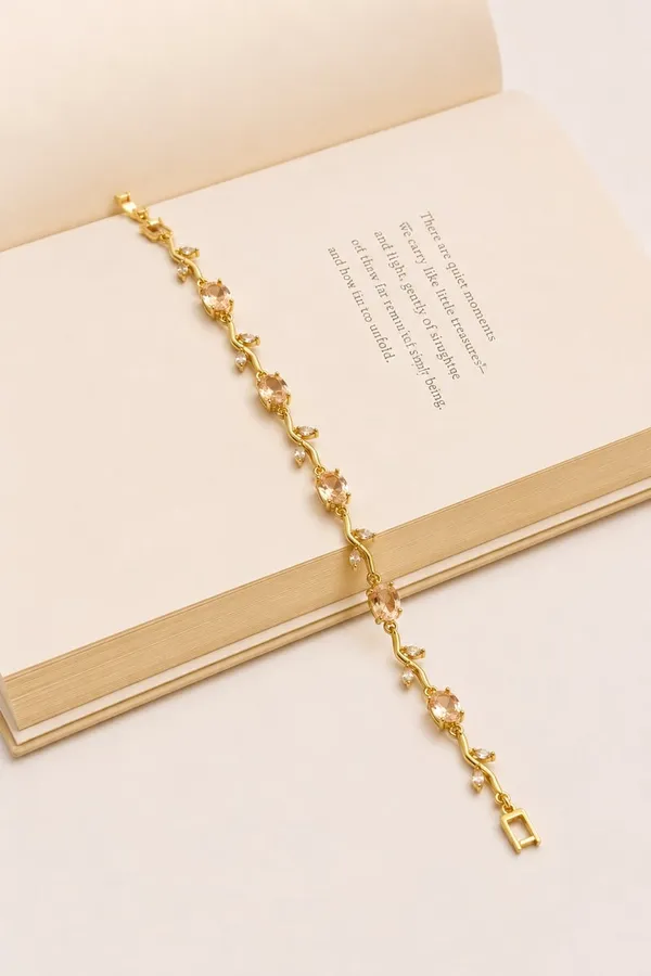 Champagne_Pink_And_Gold_Stainless_Steel_Bracelet_For_Women