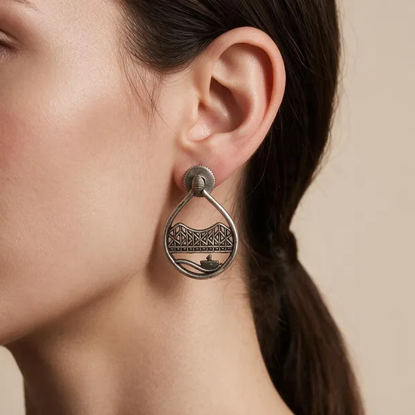 Black_Polish_Brass_Statement_Earrings_For_Women_-_Pack_of_2