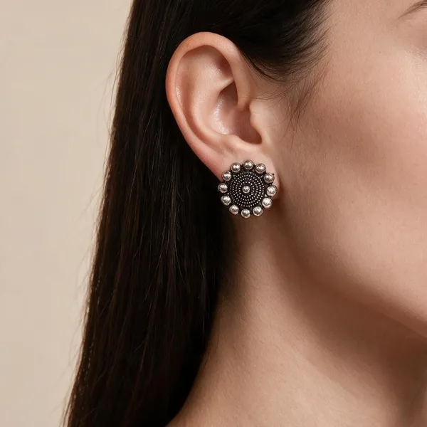 Black_Polish_Brass_Round_Stud_Earrings_For_Women_-_Pack_of_2