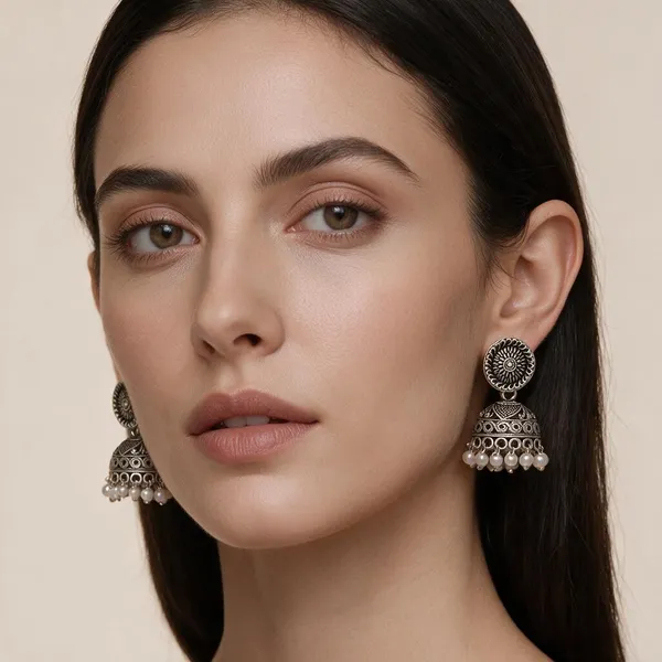 Black_Polish_Brass_Jhumka_Earrings_For_Women_-_Pack_of_2