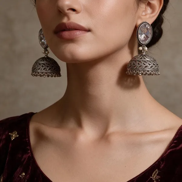 White_Stone_Black_Brass_Jhumka_Earrings_For_Women