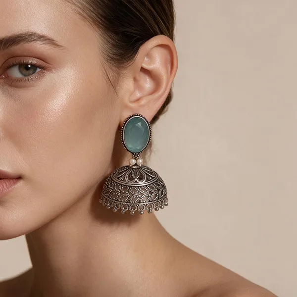 Sky_Blue_Stone_Black_Brass_Jhumka_Earrings_For_Women