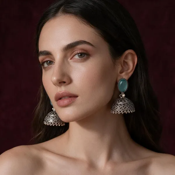 Sky_Blue_Stone_Black_Brass_Jhumka_Earrings_For_Women