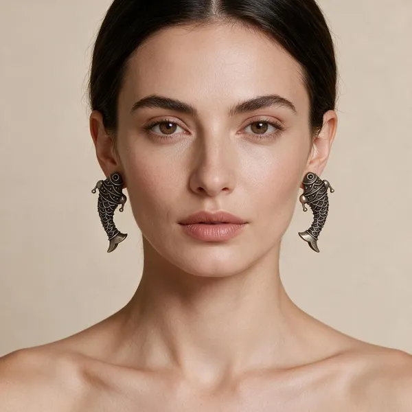 Black_Brass_Fish_Shaped_Hoop_Earrings_For_Women